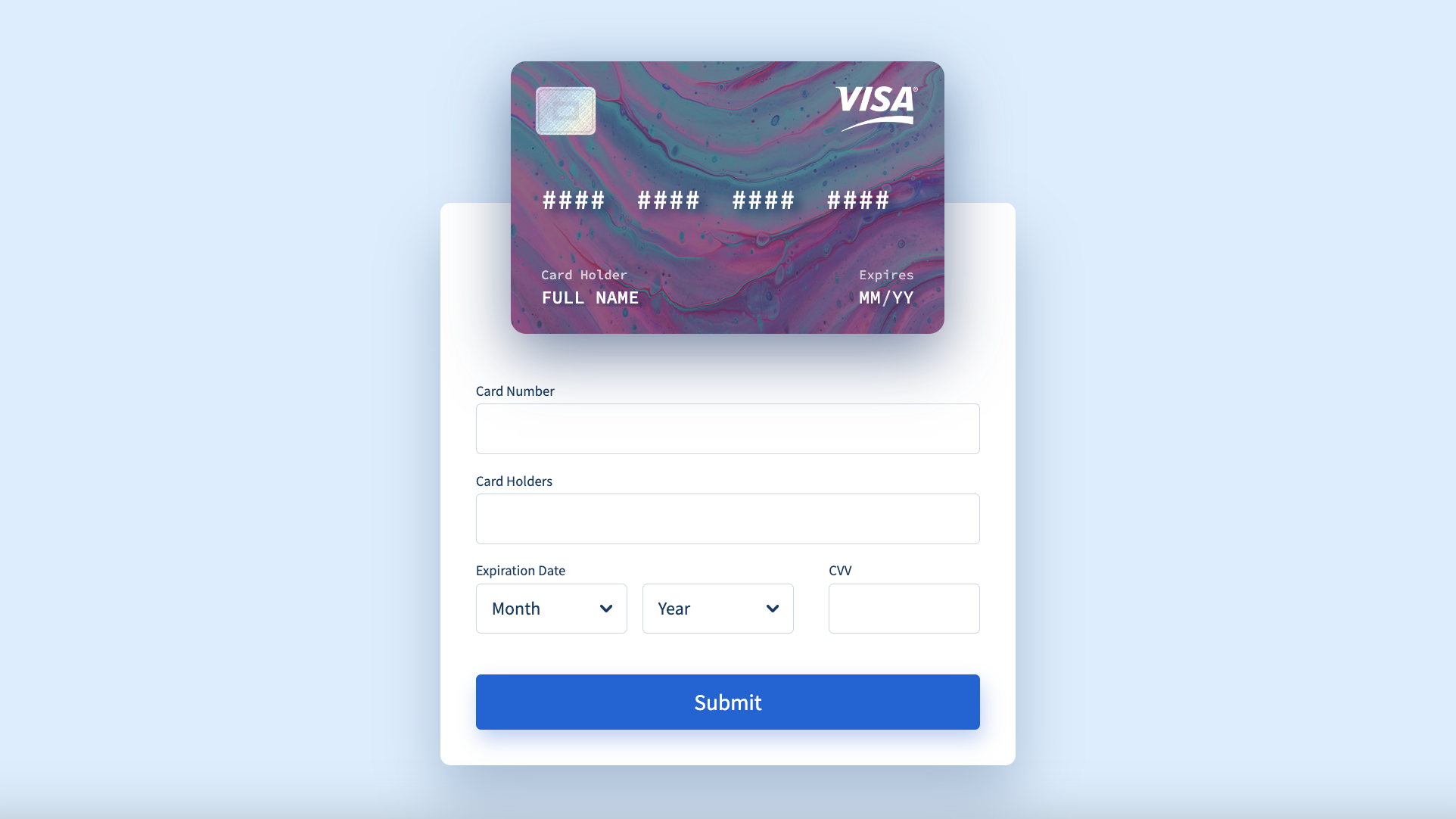 Credit / Debit Card Info Page UI Design